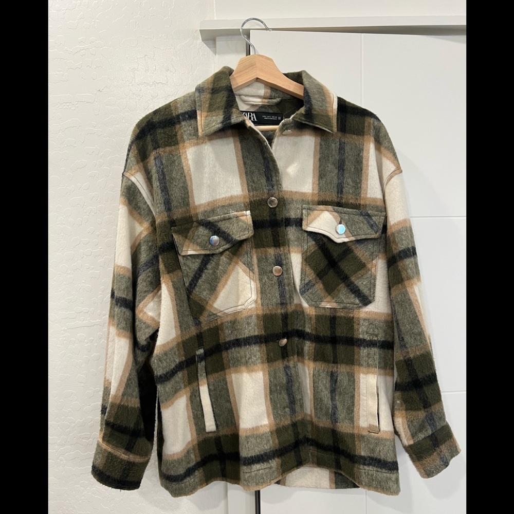 ZARA PLAID OVERSIZED JACKET